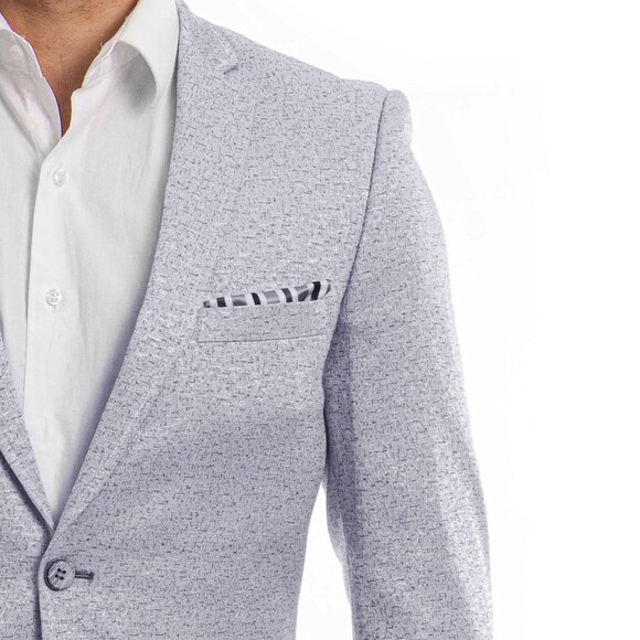 Men's Textured Blue Lavender Blazer Jacket by Tazio - Picture 2 of 8